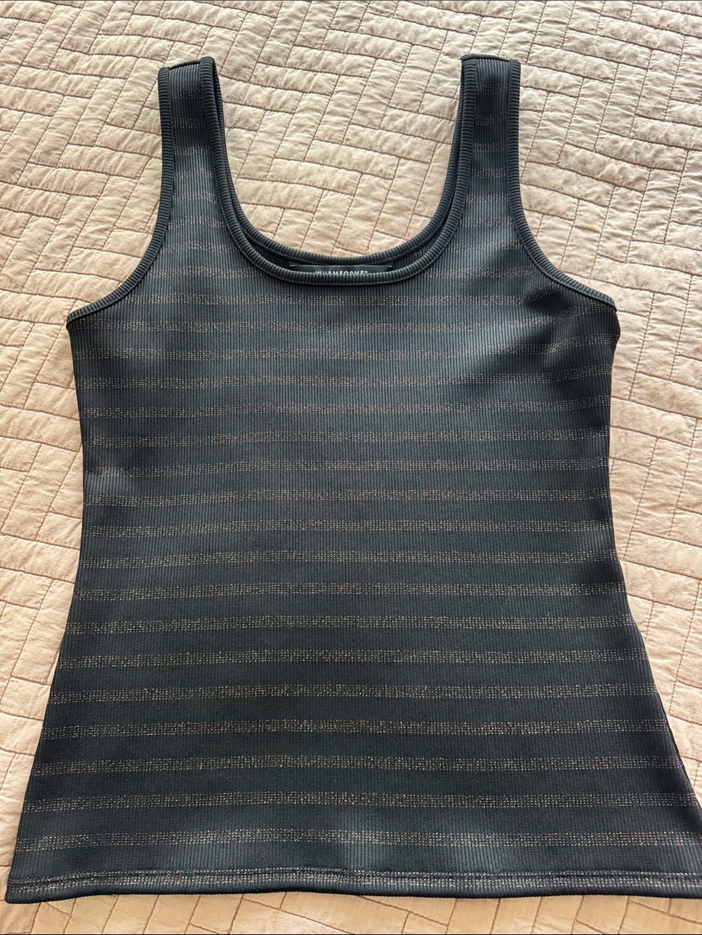 White House Black Market Black Metallic Stripe Tank
